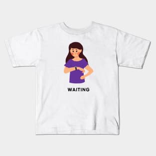 A girl waiting for something...or someone. Kids T-Shirt